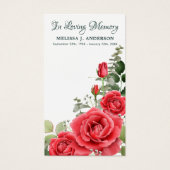 メモリアルフローラレッドローゼ葬式祈りの言葉カード (正面)