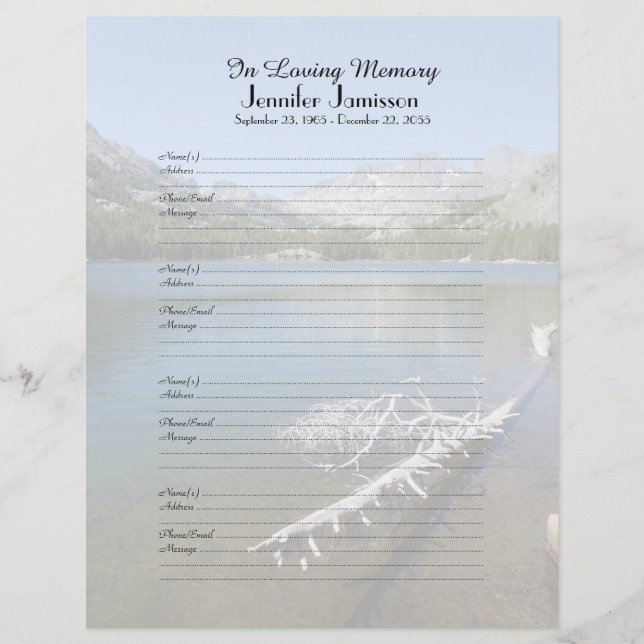 メモリアルブックフィラーサインインページレイクシーン (正面)