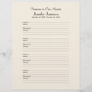 メモリアルブックフィラーサインインページ4ページあたりの名前