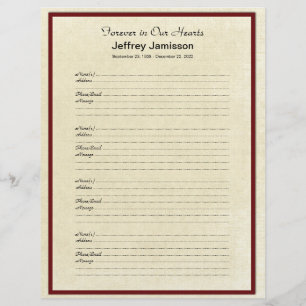 メモリアルブックフィラーサインインページ4ページあたりの名前