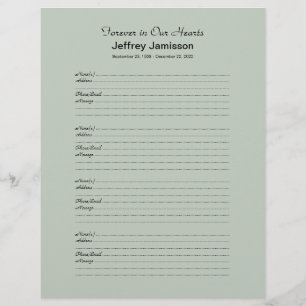 メモリアルブックフィラーサインインページ4ページあたりの名前