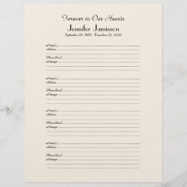 メモリアルブックフィラーサインインページ4ページあたりの名前