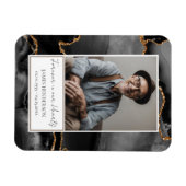 メモリアルブラックと金ゴールドフォトキープサケ マグネット (横)