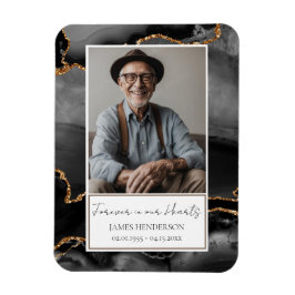 メモリアルブラックと金ゴールドフォトキープサケ マグネット