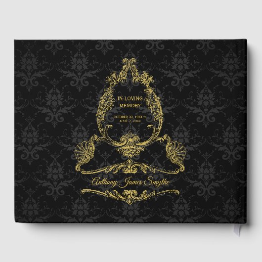 メモリアルブラックダマスクの金ゴールド枠の追加 ゲストブック (裏面)