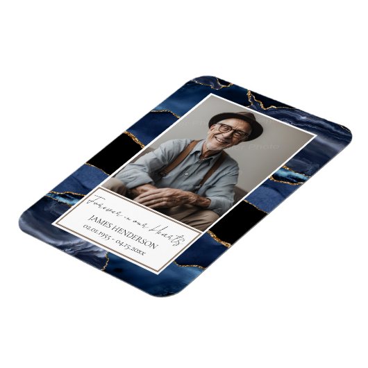 メモリアルブルーと金ゴールドフォトキープサケ マグネット (左側)