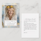 メモリアルブルーと金ゴールド写真葬儀記念Keepsake Busi 名刺 (正面/裏面)