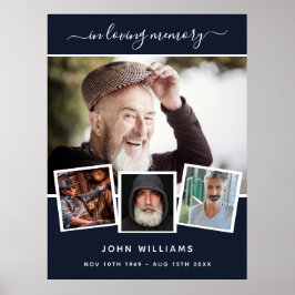 メモリアルブルーのコラージュ歓迎の葬儀 ポスター