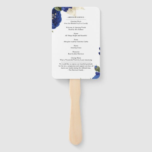 メモリアルブルーフローラお祝いのライフハンドファン ハンドファン (裏面)