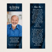 メモリアルブルー大理石写真葬儀詩ブックマーク (正面&裏面)