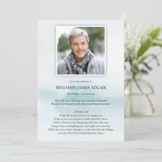 メモリアルブルー悔やみや弔慰葬儀サンキューカード (スタンド正面)