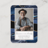 メモリアルブルー金ゴールド石写真葬儀記念 名刺 (正面)