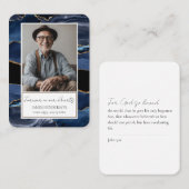 メモリアルブルー金ゴールド石写真葬儀記念 名刺 (正面/裏面)