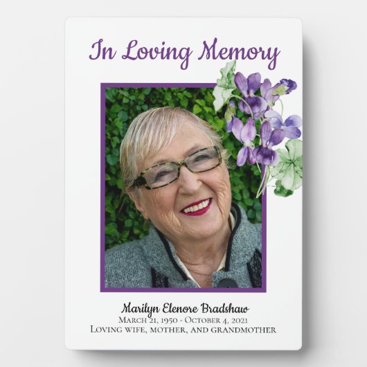 メモリアルプラーク写真ウォーターカラーフローラスミレ フォトプラーク (正面)