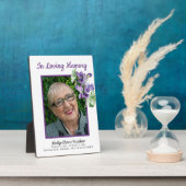 メモリアルプレートの写真 水彩画の花 バイオレット フォトプラーク (側面)