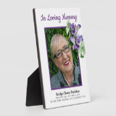 メモリアルプレートの写真 水彩画の花 バイオレット フォトプラーク (側面)