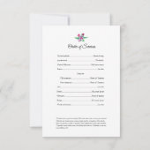 メモリアルプログラムカードテンプレート 招待状 (裏面)