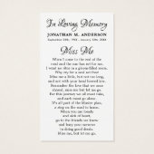 メモリアルボート悔やみや弔慰葬儀祈りの言葉カード (裏面)