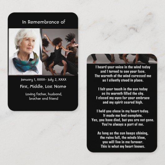 メモリアルポケットカードダンサー踊りダンス 名刺 (正面/裏面)