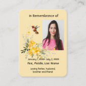 メモリアルポケットカードハミングバードイエローローズ 名刺 (正面)