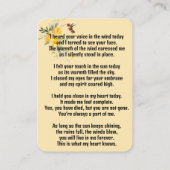 メモリアルポケットカードハミングバードイエローローズ 名刺 (裏面)