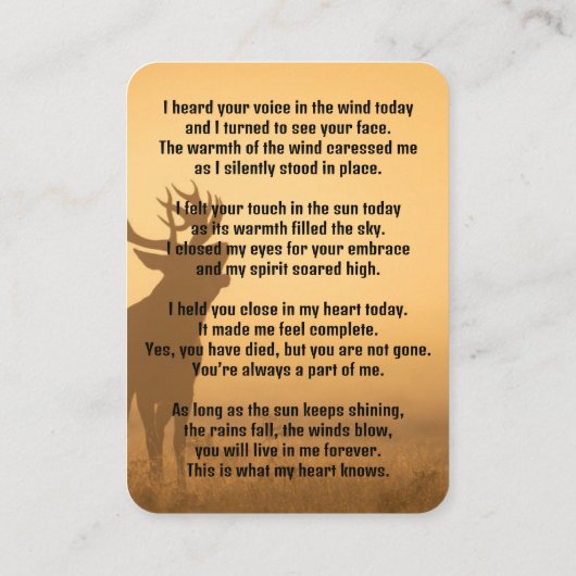 メモリアルポケットカードハンター狩りスタグディアー 名刺 (裏面)