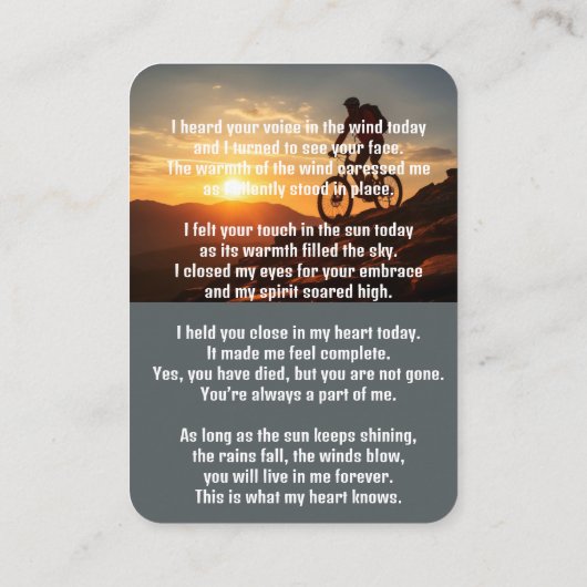 メモリアルポケットカードマウンテンバイクサイクリング 名刺 (裏面)