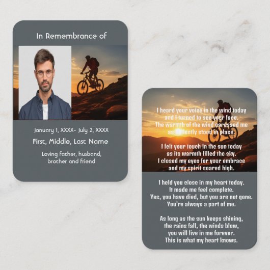 メモリアルポケットカードマウンテンバイクサイクリング 名刺 (正面/裏面)