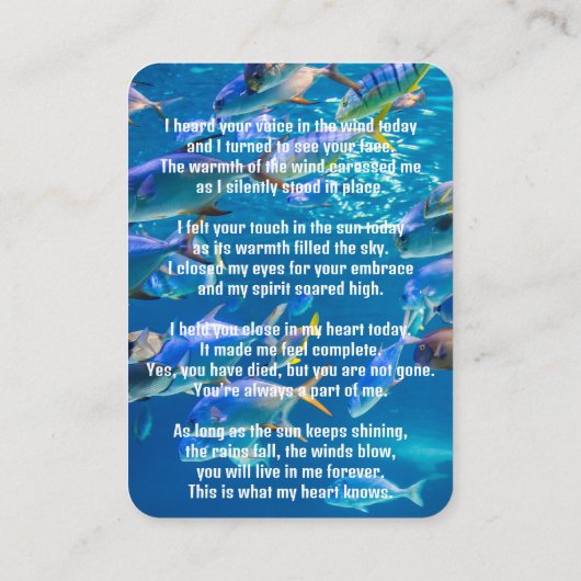 メモリアルポケットカード水族館ダイビング熱帯魚 名刺 (裏面)