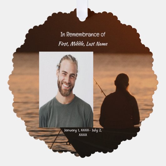 メモリアルポケットカード魚釣り漁師 オーナメントカード (正面)