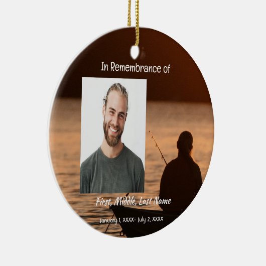 メモリアルポケットカード魚釣り漁師 セラミックオーナメント (右)