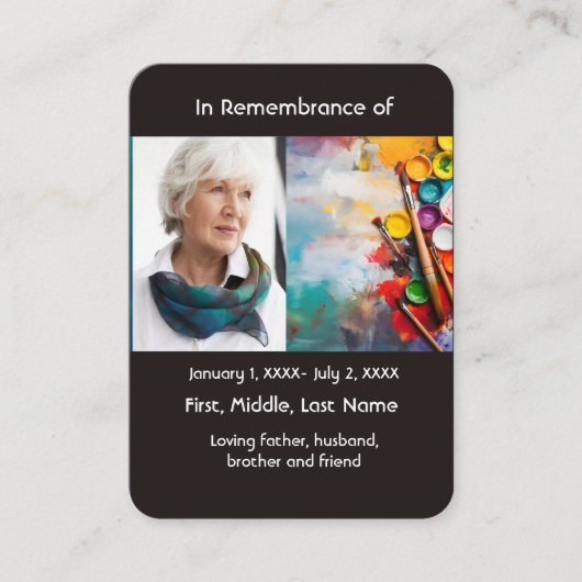 メモリアルポケットカー絵を描ドの画家の芸術 名刺 (正面)