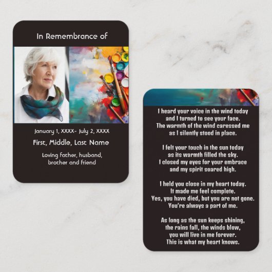 メモリアルポケットカー絵を描ドの画家の芸術 名刺 (正面/裏面)