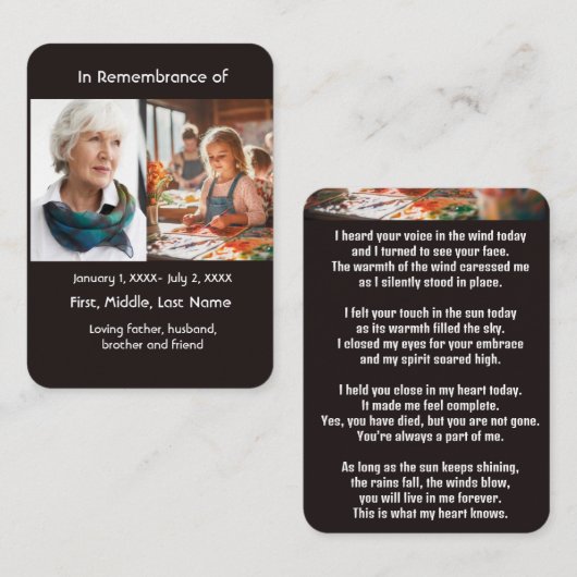 メモリアルポケットカー絵を描ドの画家の芸術 名刺 (正面/裏面)