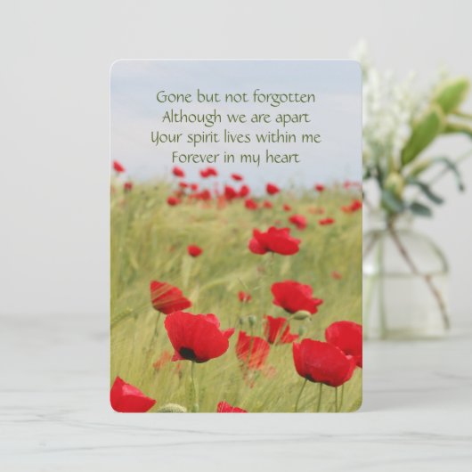 メモリアルポケットキープサケアカポピーの花 招待状 (スタンド正面)