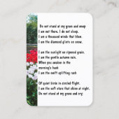 メモリアルポケットキープサケチューリップガーデンフラワー 名刺 (裏面)