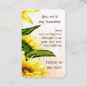 メモリアルポケット記念ひまわりサンフラワー 名刺 (裏面)