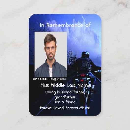 メモリアルポッケキープサクバイクバイクもしくは自転車に乗る人 名刺 (裏面)