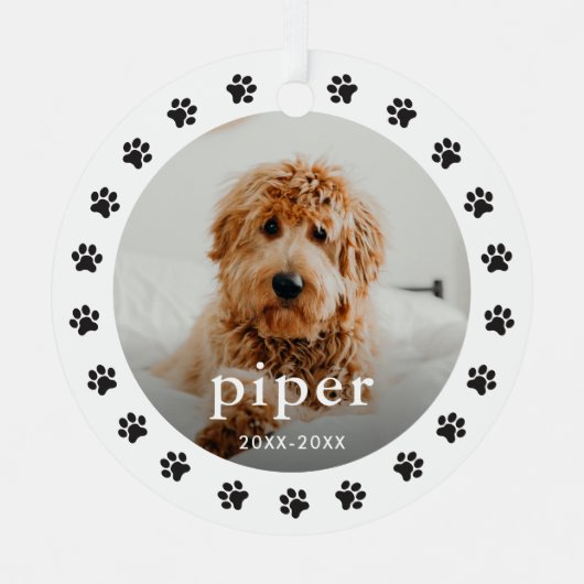 メモリアルポープリント2フォトペットクリスマス メタルオーナメント (正面)