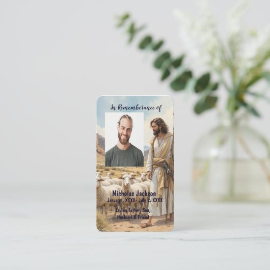 メモリアルメモリカードイエズスシェパードヒツジ 名刺 (スタンド正面)