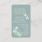 メモリアルメモリカードクリスチャントンフライ 名刺 (裏面)