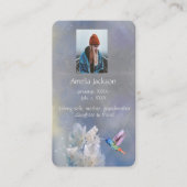 メモリアルメモリカードハミングバードホワイトフラワー 名刺 (正面)