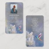 メモリアルメモリカードハミングバードホワイトフラワー 名刺 (正面/裏面)