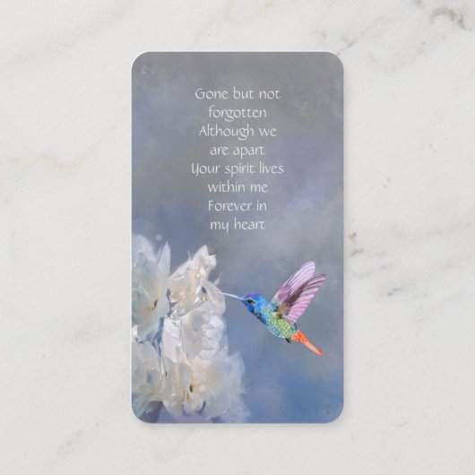 メモリアルメモリカードハミングバードホワイトフラワー 名刺 (裏面)