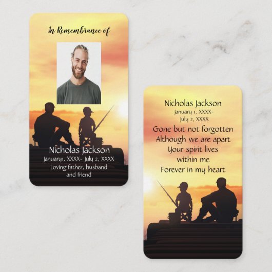 メモリアルメモリカードファーザーソン魚釣り漁師 名刺 (正面/裏面)