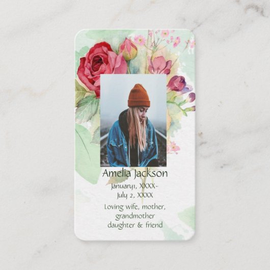 メモリアルメモリーカードバラガーデンフラワーズフローラ 名刺 (正面)