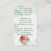 メモリアルメモリーカードバラガーデンフラワーズフローラ 名刺 (裏面)