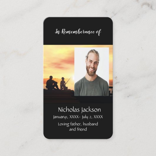 メモリアルメモリーカード魚釣りフィッシャーマンスポーツ 名刺 (正面)