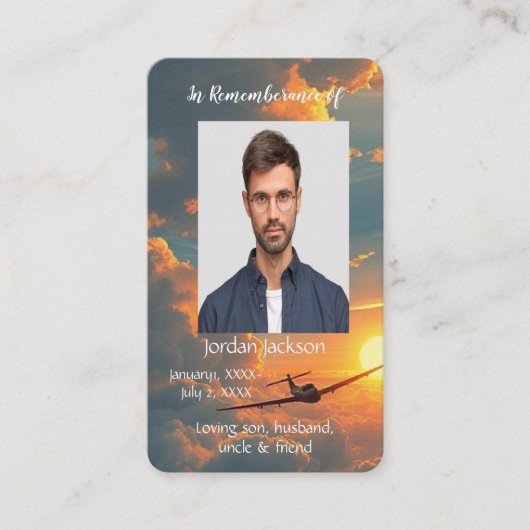 メモリアルメモリーポケットカード飛行機パイロット 名刺 (正面)