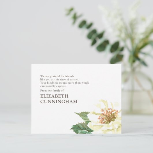 メモリアルモダンウォーターカラーフローラ植物学 サンキューカード (スタンド正面)